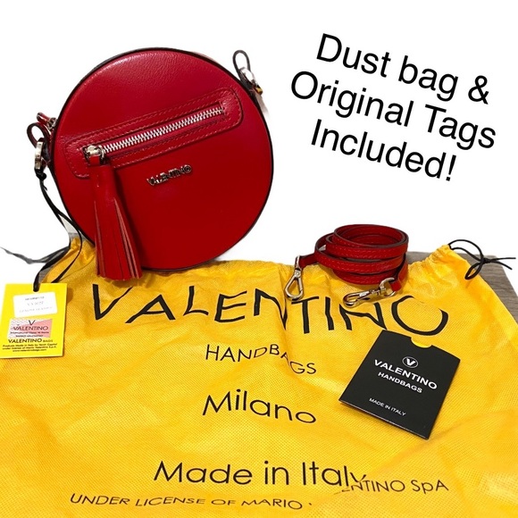 Authentic VALENTINO Henriette Round Red Leather Crossbody Bag Purse Luxury - Picture 2 of 14